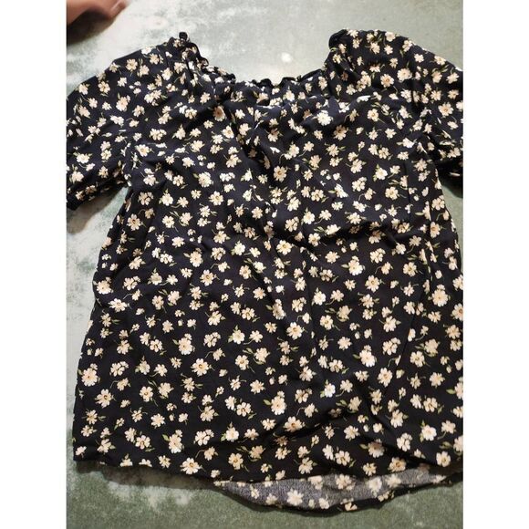 Reformation Cheyanne Hayley Black Floral Short Sleeve Blouse Top sz S - Picture 5 of 5
